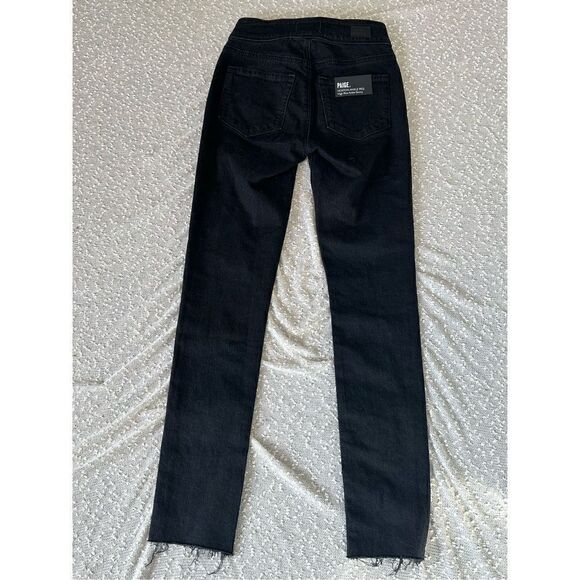 PAIGE Hoxton Ankle Peg Jeans Raw Hem Black size 24 NWT - Picture 2 of 13